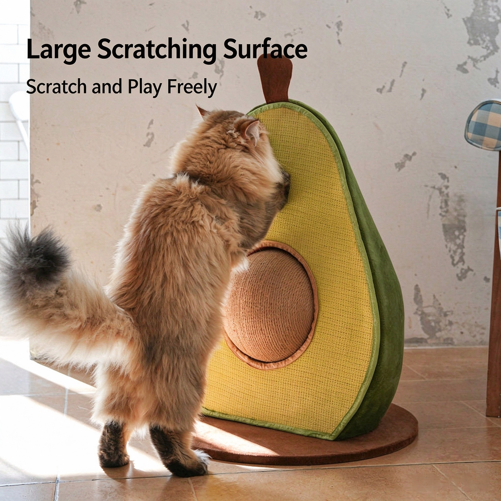 Avocado Vertical Cat Scratcher with 360° Rotating Sisal Ball – Anti-Tip Sisal Scratching Post & Interactive Toy - Image 4