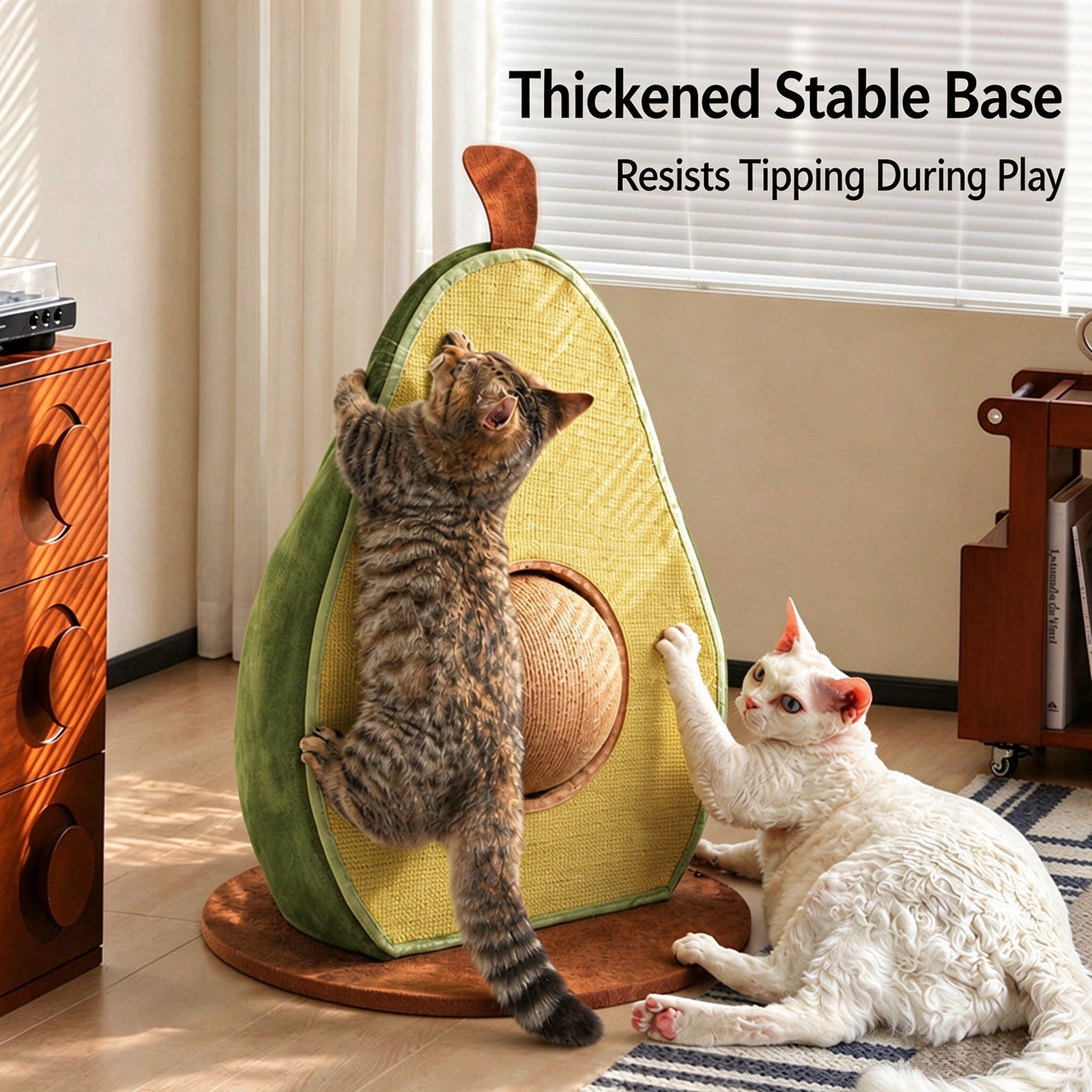 Avocado Vertical Cat Scratcher with 360° Rotating Sisal Ball – Anti-Tip Sisal Scratching Post & Interactive Toy - Image 6