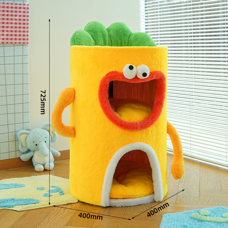 Versatile Clown 3-Tier Cat Condo Barrel – Cute Plush Tower Bed for Multi-Cat Homes - Image 6