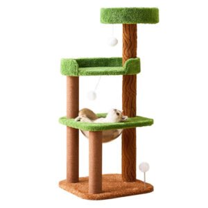 Forest Themed Cat Tree | Multi-Level Plush Cat Climbing Tower with Space Capsule