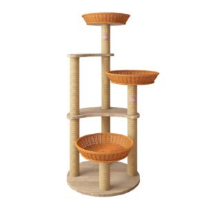 Multifunctional 5-Tier Solid Wood Cat Tree