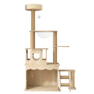Small in size but rich in function, our premium wooden cat tree is the ultimate all-in-one playground and cozy sanctuary for your feline family. Designed to accommodate 3-5 cats (and even double as a dog bed or pet house), this stable pyramid-structured cat tower keeps your pets entertained, secure, and comfortable—all while blending seamlessly into your home decor.